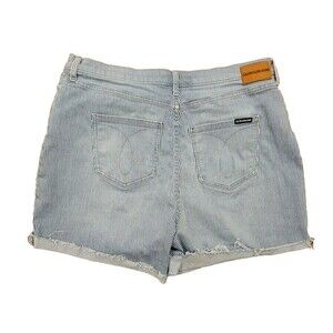 Calvin Klein Shorts Womens Sz. 16 Roll Cuff Denim Shorts Bermuda Railroad Stripe
